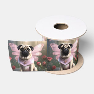 Funny Pug Fairy Princess, Satin Ribbon