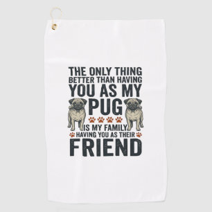 Funny Pug Family Friend Vintage Engraving Shirt De Golf Towel
