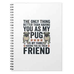 Funny Pug Family Friend Vintage Engraving Shirt De Notebook
