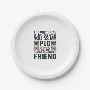Funny Pug Family Friend Vintage Engraving Shirt De Paper Plate