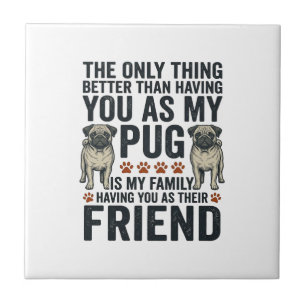 Funny Pug Family Friend Vintage Engraving Shirt De Tile