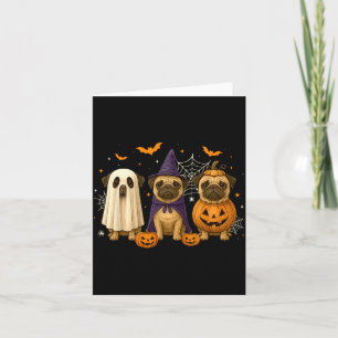 Funny Pug Ghost Witch Pumpkin Halloween Costume Card