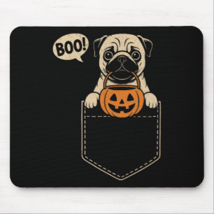 Funny Pug Halloween Cute Pug Dog Pocket Boo Trick Mouse Mat