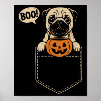Funny Pug Halloween Cute Pug Dog Pocket Boo Trick 