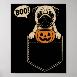 Funny Pug Halloween Cute Pug Dog Pocket Boo Trick Poster