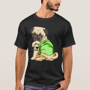 Funny Pug I Love Mum Tattooed Dog Mother Day T-Shirt