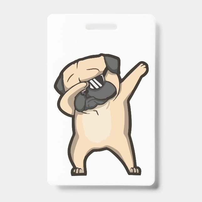 Funny pug ID badge (Front)