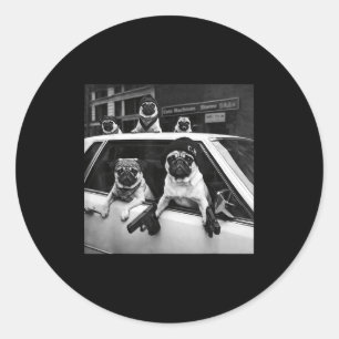 Funny pug meme pug gangster dog street style classic round sticker