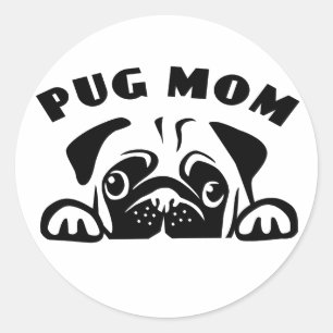 Funny Pug Mum Cute Puppy Dog Cartoon Puppies Pup Classic Round Sticker