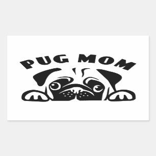 Funny Pug Mum Cute Puppy Dog Cartoon Puppies Pup Rectangular Sticker