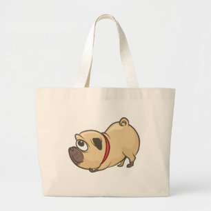 Funny Pug Mum Cute Puppy Dog Dad Cartoon Dogs Pup Large Tote Bag