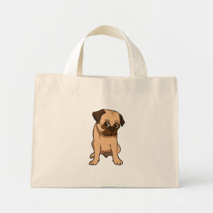 Funny Pug Mum Gift Cute Puppy Cartoon Dog Lover Mini Tote Bag