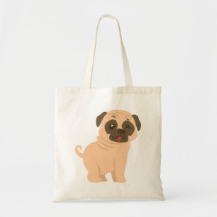 Funny Pug Puppy Dog Cartoon Canvas Tote Bag