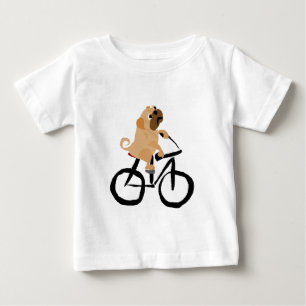 Funny Pug Puppy Dog Riding Bicycle Baby T-Shirt