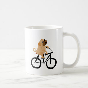 Funny Pug Puppy Dog Riding Bicycle Coffee Mug