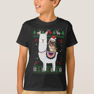 Funny Pug Riding Llama Christmas Gifts Pug Xmas ug T-Shirt