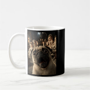 Funny Pug Selfie With Creepy Dolls Spooky Coffee Mug
