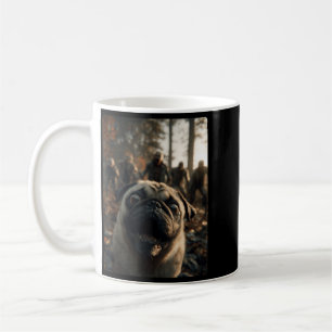 Funny Pug Selfie With Zombies Spooky Forest Coffee Mug
