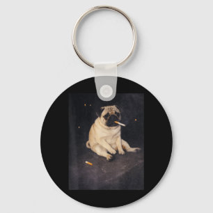 Funny Pug Smoking Meme Cigarette Dog Meme Street Key Ring