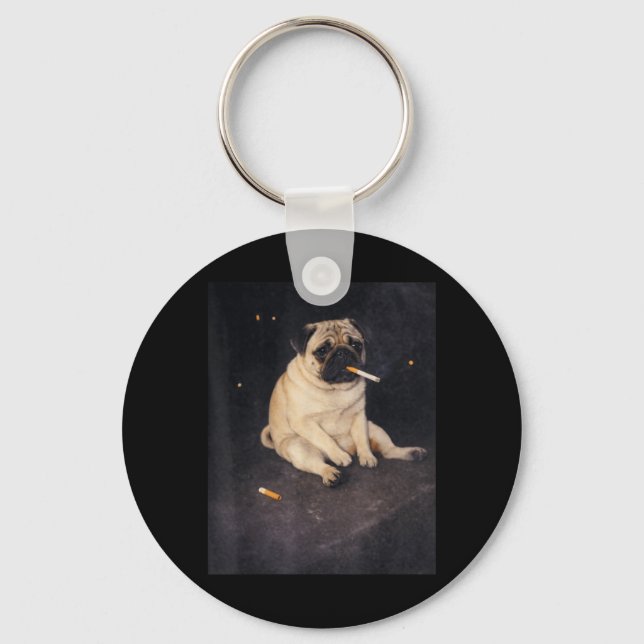 Funny Pug Smoking Meme Cigarette Dog Meme Street Key Ring (Front)