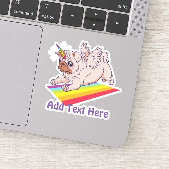 Funny PUG Unicorn Rainbow ADD Own TEXT Cool (Detail)
