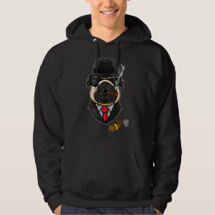 Funny Pug With Cigar T-Shirt For Men Women Essenti Hoodie