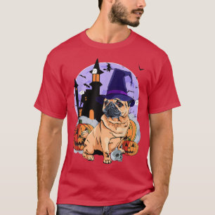 Funny Puggle Dog Halloween Witch Pumpkin T-Shirt