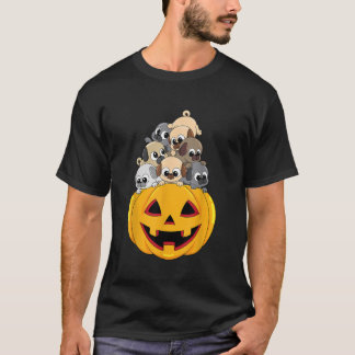 Funny Pugs in a Pumpkin Halloween Girls Boys T-Shirt