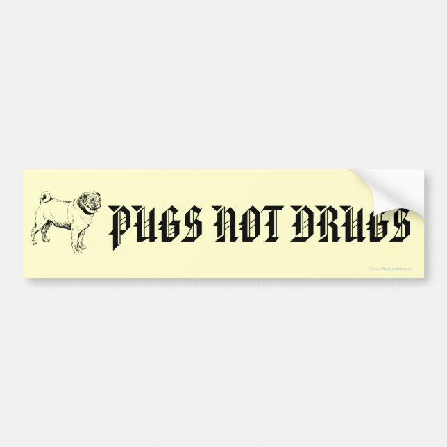 Funny Pugs Not Drugs Pug Dog Bumper Stickers (Front)