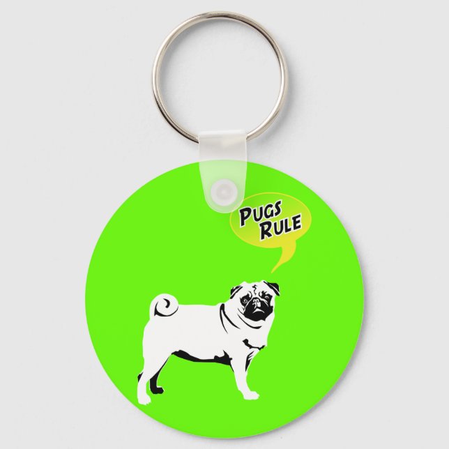 Funny Pugs Rule Gifts Key Ring (Front)