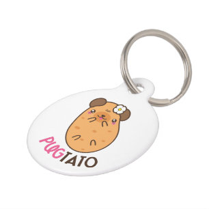 Funny Pugtato Pet Tag