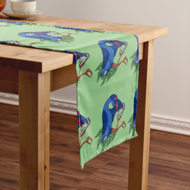 Funny Pukeko with mobile phone Short Table Runner (In Situ)