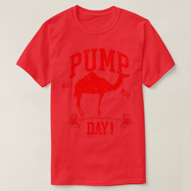 Funny Pump Day Hump Day Camel Weight Lifting Train T-Shirt (Design Front)