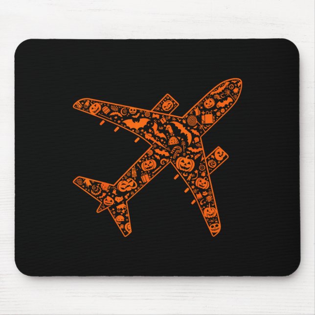 Funny Pumpkin Aeroplane Candy Halloween Mens Women Mouse Mat (Front)