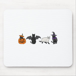 Funny Pumpkin Cat Ghost Black Cat Halloween For Ca Mouse Mat