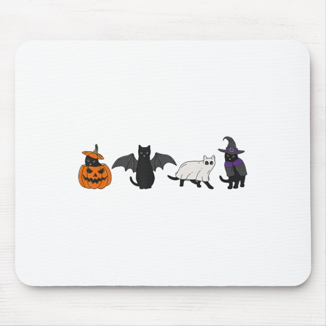 Funny Pumpkin Cat Ghost Black Cat Halloween For Ca Mouse Mat (Front)
