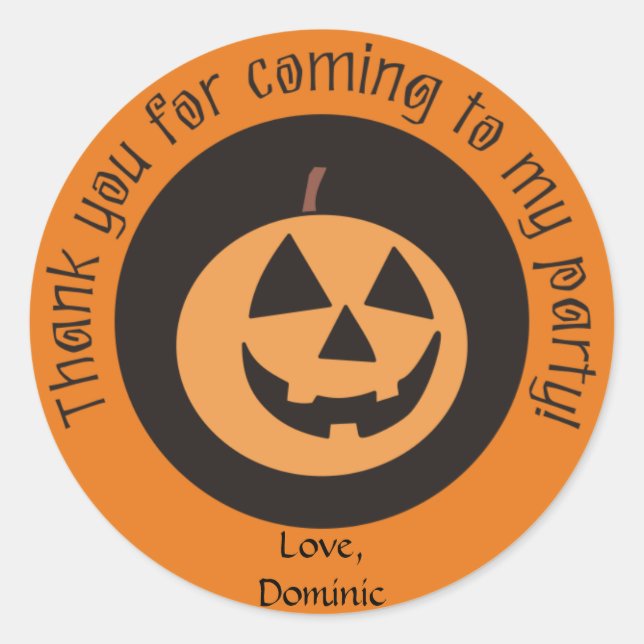 Funny Pumpkin Custom Halloween Party Stickers (Front)