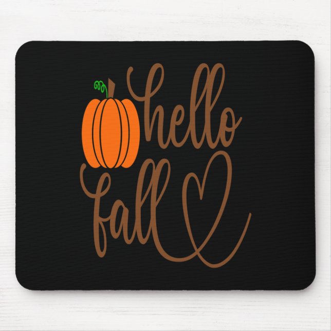funny Pumpkin face Halloween Hello Fall boys girls Mouse Mat (Front)
