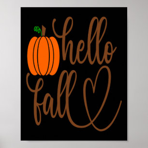 funny Pumpkin face Halloween Hello Fall boys girls Poster