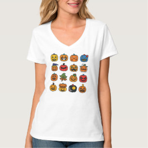 Funny Pumpkin Faces Halloween T-Shirt