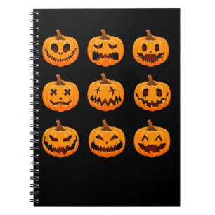 Funny Pumpkin Faces Scary Happy Sad Pumpkins Notebook