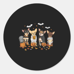 Funny Pumpkin Ghost Chihuahua Halloween Chihuahua Classic Round Sticker