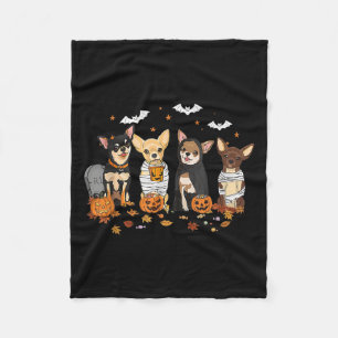 Funny Pumpkin Ghost Chihuahua Halloween Chihuahua Fleece Blanket