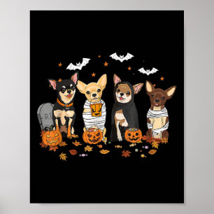 Funny Pumpkin Ghost Chihuahua Halloween Chihuahua  Poster