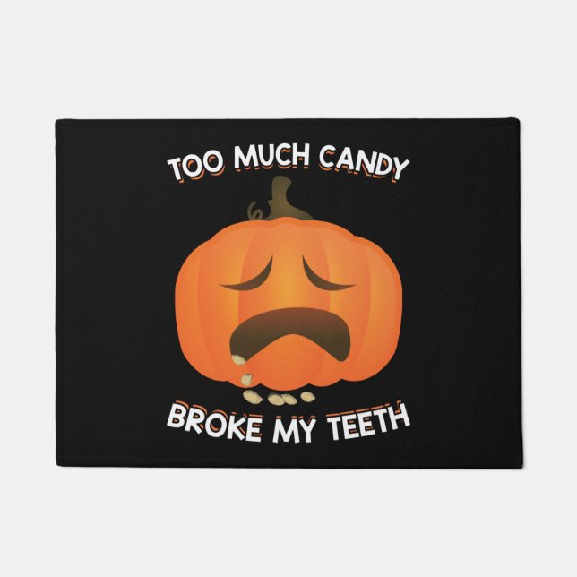 Funny Pumpkin Halloween Candy Gift Doormat (Front)