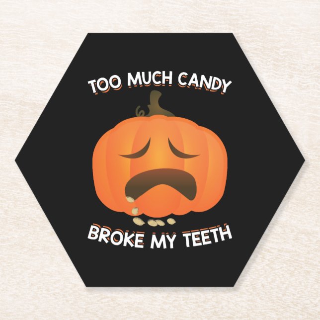 Funny Pumpkin Halloween Candy Gift Paper Coaster (Front)