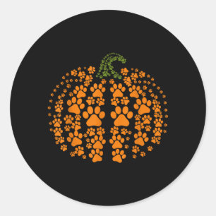 Funny Pumpkin Halloween Paw Dog Classic Round Sticker