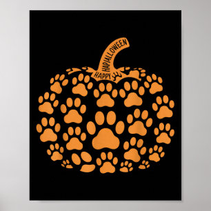 Funny Pumpkin Halloween Paw Dog For Men Women Kids Poster