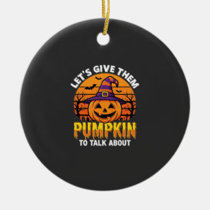 Funny Pumpkin Halloween Pun Design2 (1)_1 Ceramic Tree Decoration