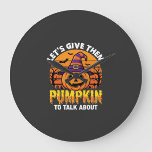 Funny Pumpkin Halloween Pun Design2 (1)_1 Large Clock